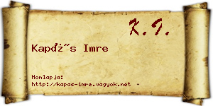 Kapás Imre névjegykártya